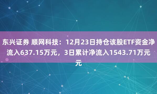 东兴证券 顺网科技：12月23日持仓该股ETF资金净流入637.15万元，3日累计净流入1543.71万元