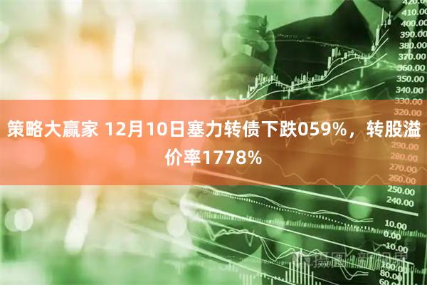 策略大赢家 12月10日塞力转债下跌059%，转股溢价率1778%