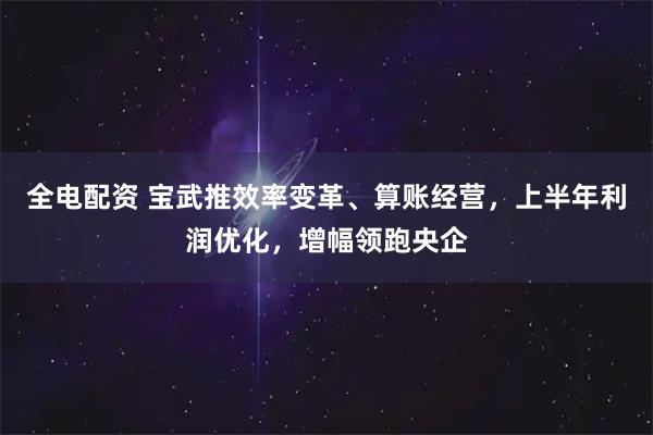全电配资 宝武推效率变革、算账经营，上半年利润优化，增幅领跑央企